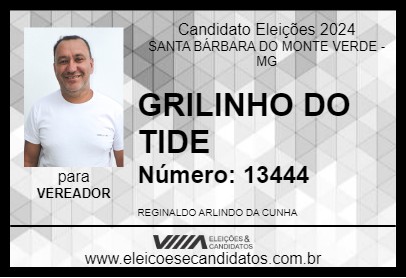 Candidato GRILINHO DO TIDE 2024 - SANTA BÁRBARA DO MONTE VERDE - Eleições