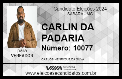 Candidato CARLIN DA PADARIA 2024 - SABARÁ - Eleições