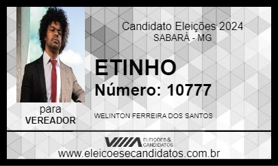 Candidato ETINHO 2024 - SABARÁ - Eleições