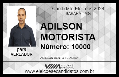 Candidato ADILSON MOTORISTA 2024 - SABARÁ - Eleições