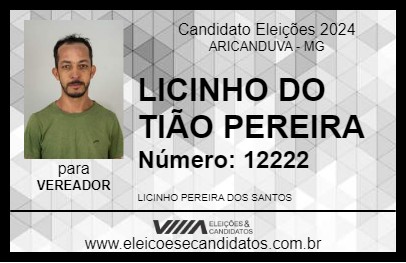 Candidato LICINHO DO TIÃO PEREIRA 2024 - ARICANDUVA - Eleições