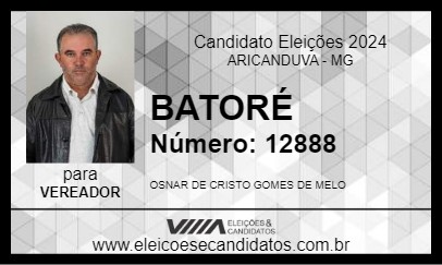 Candidato BATORÉ 2024 - ARICANDUVA - Eleições