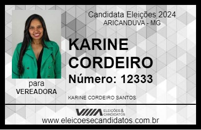 Candidato KARINE CORDEIRO 2024 - ARICANDUVA - Eleições