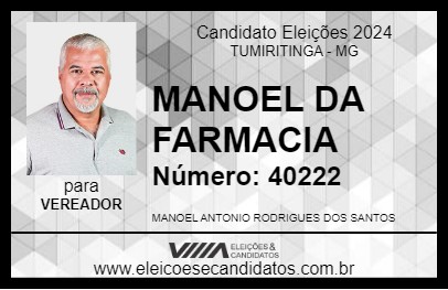 Candidato MANOEL DA FARMACIA 2024 - TUMIRITINGA - Eleições