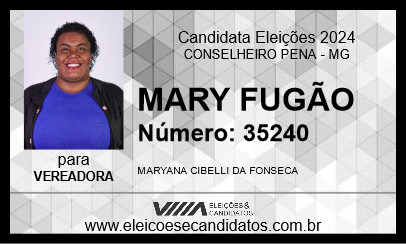 Candidato MARY FUGÃO 2024 - CONSELHEIRO PENA - Eleições