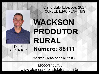 Candidato WACKSON PRODUTOR RURAL 2024 - CONSELHEIRO PENA - Eleições