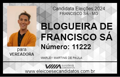 Candidato BLOGUEIRA DE FRANCISCO SÁ 2024 - FRANCISCO SÁ - Eleições