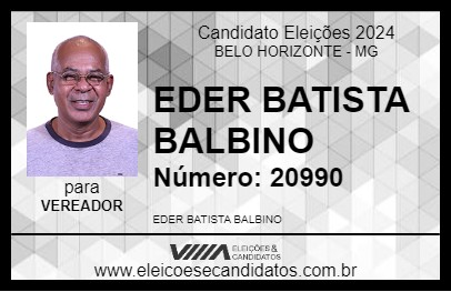 Candidato EDER BATISTA BALBINO 2024 - BELO HORIZONTE - Eleições