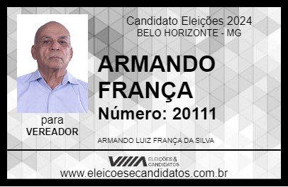 Candidato ARMANDO FRANÇA 2024 - BELO HORIZONTE - Eleições