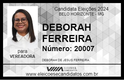 Candidato DEBORAH FERREIRA 2024 - BELO HORIZONTE - Eleições