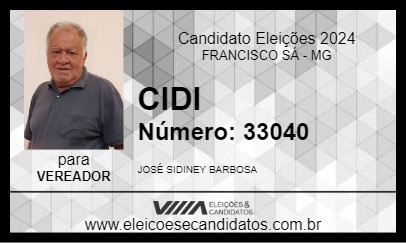 Candidato CIDI 2024 - FRANCISCO SÁ - Eleições