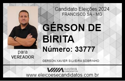 Candidato GÉRSON DE BIRITA 2024 - FRANCISCO SÁ - Eleições