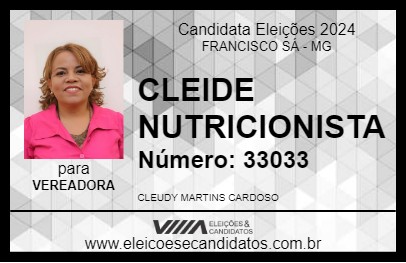 Candidato CLEIDE NUTRICIONISTA 2024 - FRANCISCO SÁ - Eleições