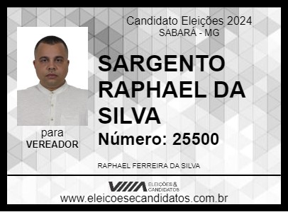 Candidato SARGENTO RAPHAEL DA SILVA 2024 - SABARÁ - Eleições