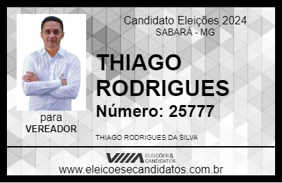 Candidato THIAGO RODRIGUES 2024 - SABARÁ - Eleições