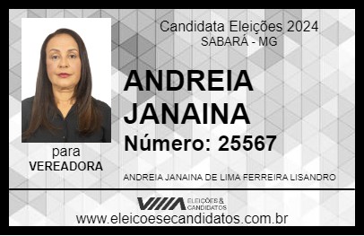 Candidato ANDREIA JANAINA 2024 - SABARÁ - Eleições