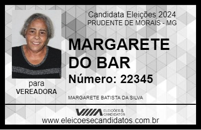 Candidato MARGARETE DO BAR 2024 - PRUDENTE DE MORAIS - Eleições