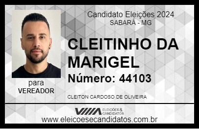 Candidato CLEITINHO DA MARIGEL 2024 - SABARÁ - Eleições