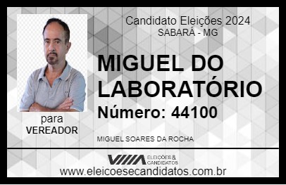 Candidato MIGUEL DO LABORATÓRIO 2024 - SABARÁ - Eleições