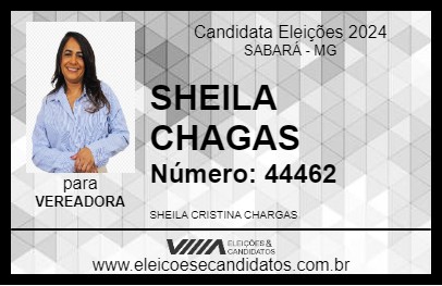 Candidato SHEILA CHAGAS 2024 - SABARÁ - Eleições