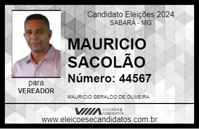 Candidato MAURICIO DO SACOLÃO 2024 - SABARÁ - Eleições