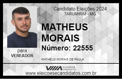 Candidato MATHEUS MORAIS 2024 - TARUMIRIM - Eleições