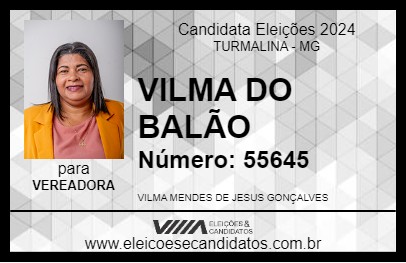 Candidato VILMA DO BALÃO 2024 - TURMALINA - Eleições