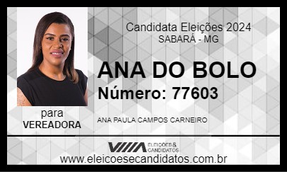 Candidato ANA DO BOLO 2024 - SABARÁ - Eleições