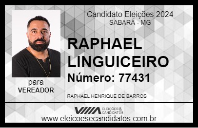 Candidato RAPHAEL LINGUICEIRO 2024 - SABARÁ - Eleições