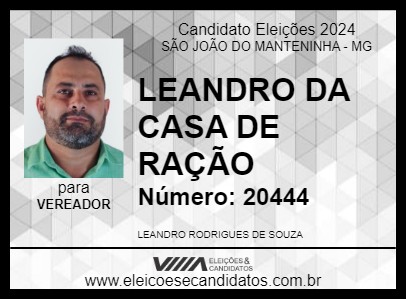 Candidato LEANDRO DA CASA DE RAÇÃO 2024 - SÃO JOÃO DO MANTENINHA - Eleições