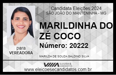 Candidato MARILDINHA DO ZÉ COCO 2024 - SÃO JOÃO DO MANTENINHA - Eleições