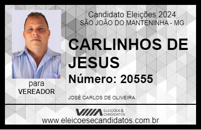 Candidato CARLINHOS DE JESUS 2024 - SÃO JOÃO DO MANTENINHA - Eleições