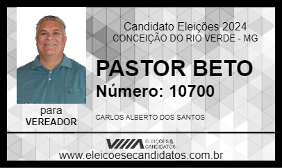 Candidato PASTOR BETO 2024 - CONCEIÇÃO DO RIO VERDE - Eleições