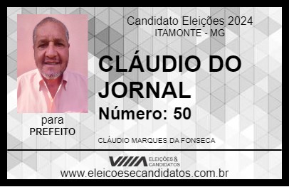 Candidato CLÁUDIO DO JORNAL 2024 - ITAMONTE - Eleições