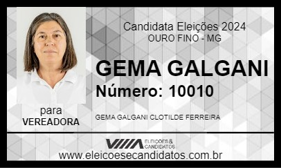 Candidato GEMA GALGANI 2024 - OURO FINO - Eleições