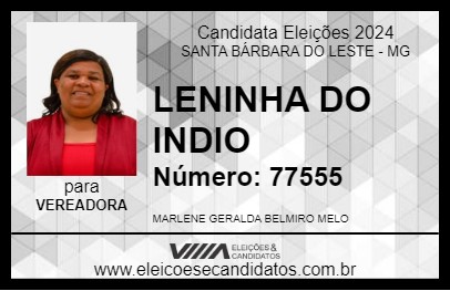 Candidato LENINHA DO INDIO 2024 - SANTA BÁRBARA DO LESTE - Eleições