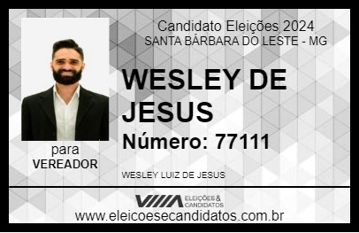 Candidato WESLEY DE JESUS 2024 - SANTA BÁRBARA DO LESTE - Eleições