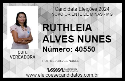 Candidato RUTHLEIA ALVES NUNES 2024 - NOVO ORIENTE DE MINAS - Eleições