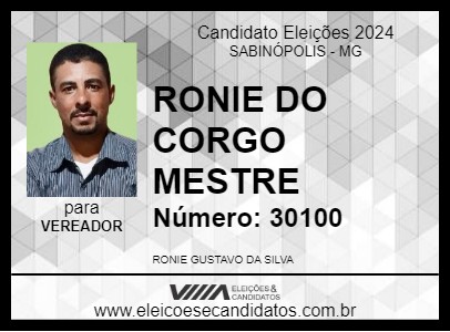 Candidato RONIE DO CORGO MESTRE 2024 - SABINÓPOLIS - Eleições