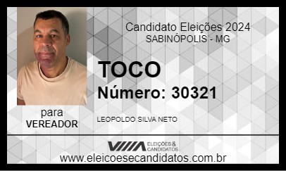 Candidato TOCO 2024 - SABINÓPOLIS - Eleições