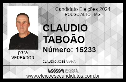 Candidato CLAUDIO TABOÃO 2024 - POUSO ALTO - Eleições