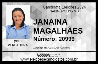 Candidato JANAINA MAGALHÃES 2024 - SABINÓPOLIS - Eleições