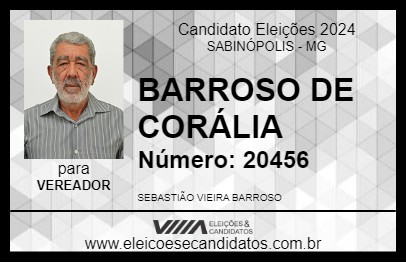 Candidato BARROSO DE CORÁLIA 2024 - SABINÓPOLIS - Eleições