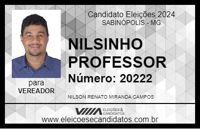 Candidato NILSINHO PROFESSOR 2024 - SABINÓPOLIS - Eleições