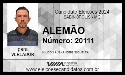 Candidato ALEMÃO 2024 - SABINÓPOLIS - Eleições