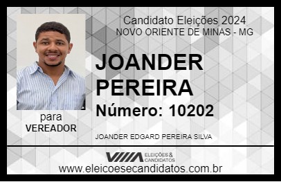 Candidato JOANDER PEREIRA 2024 - NOVO ORIENTE DE MINAS - Eleições