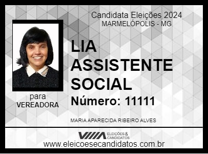 Candidato LIA ASSISTENTE SOCIAL 2024 - MARMELÓPOLIS - Eleições