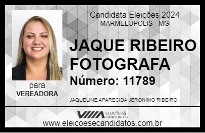 Candidato JAQUE RIBEIRO FOTOGRAFA 2024 - MARMELÓPOLIS - Eleições