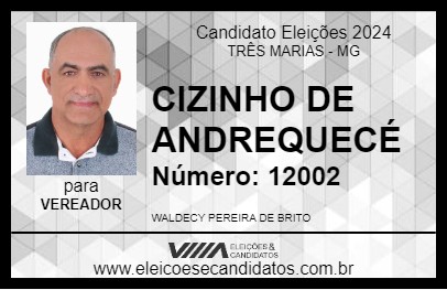 Candidato CIZINHO DE ANDREQUECÉ 2024 - TRÊS MARIAS - Eleições