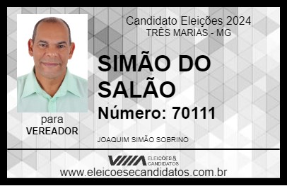 Candidato SIMÃO DO SALÃO 2024 - TRÊS MARIAS - Eleições